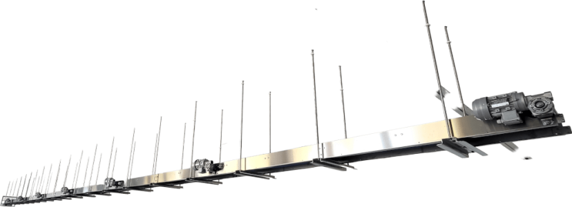 Trasportatori vaschette gelato sospesi soffitto